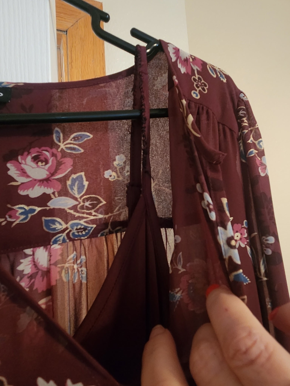 Torrid Burgundy Floral Dress 2 - Picture 3 of 4